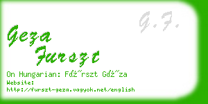 geza furszt business card